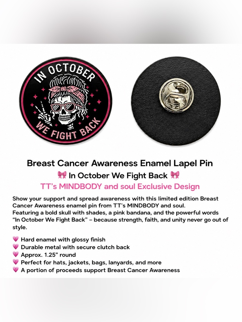 Breast Cancer Awareness Enamel Brooch Pin - Pink & Black